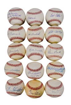 Lot of (15) Deceased Hall of Famers Signed Baseballs 